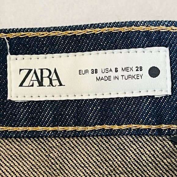 Zara Women Distressed Slim Full-Length Straight Leg Mid Rise Blue Jeans Sz 6 NWT - Picture 11 of 16